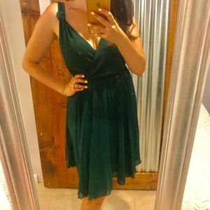 Emerald Green Chiffon Wrap Cocktail Dress